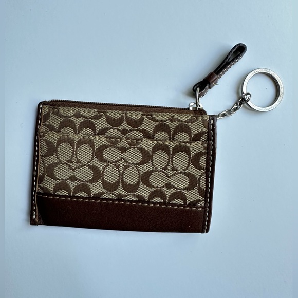 Coach Brown Signature Key Chain Card Case - Picture 2 of 5